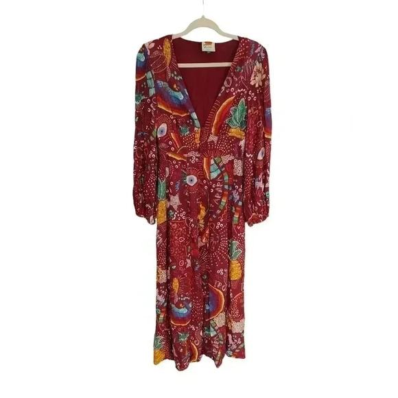FARM Rio Burgundy Borogodo Maxi Dress small - Picture 4 of 5